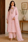 Pink Embroidered Suit Set