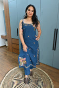Midnight Bloom Flex Cotton Kurti Pant Set