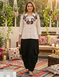 Soft Organic Linen Fabric With Applique Placement On Shirt With Herem Pants