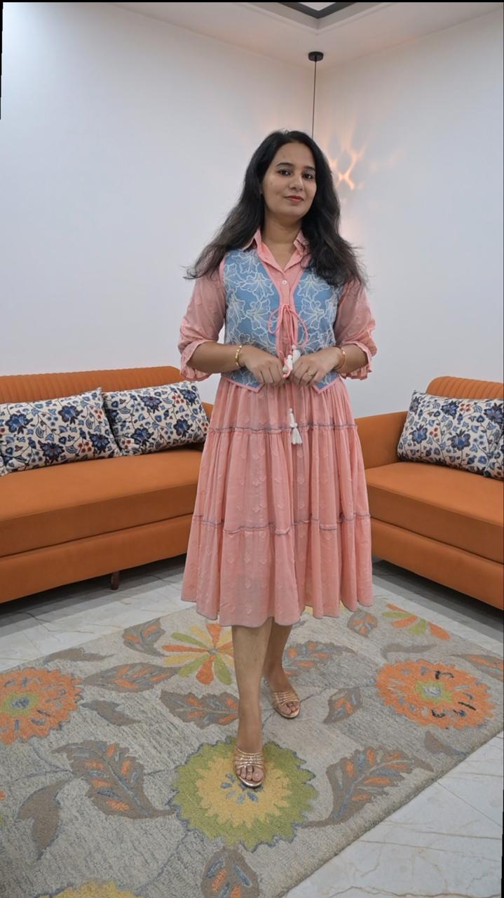 Cotton Dress With Detachable Jacket