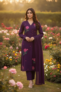 Deep Purple Rose Suit - Plain Pants