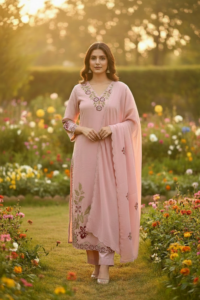 Dusty Pink Suit - Correct Dupatta Embroidery