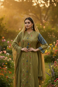 Olive Green Suit - Full Length Outdoor